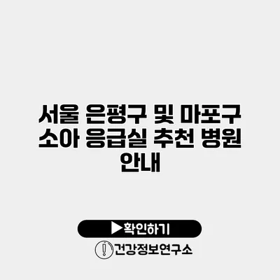 서울 은평구 및 마포구 소아 응급실 추천 병원 안내