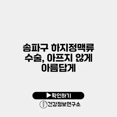 송파구 하지정맥류 수술, 아프지 않게 아름답게