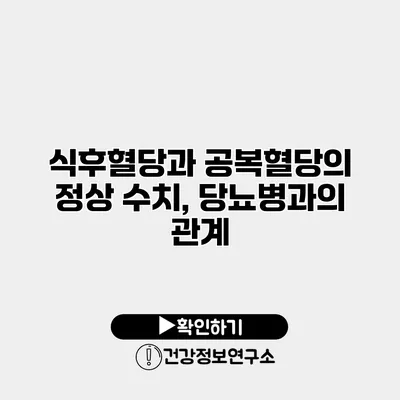 식후혈당과 공복혈당의 정상 수치, 당뇨병과의 관계