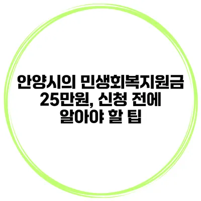 안양시의 민생회복지원금 25만원, 신청 전에 알아야 할 팁