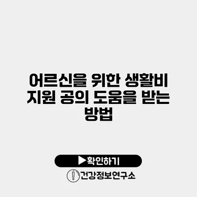 어르신을 위한 생활비 지원 공의 도움을 받는 방법