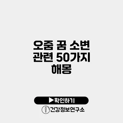 오줌 꿈 소변 관련 50가지 해몽