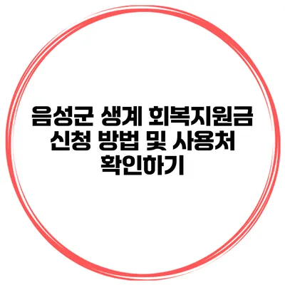 음성군 생계 회복지원금 신청 방법 및 사용처 확인하기