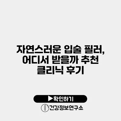 자연스러운 입술 필러, 어디서 받을까? 추천 클리닉 후기