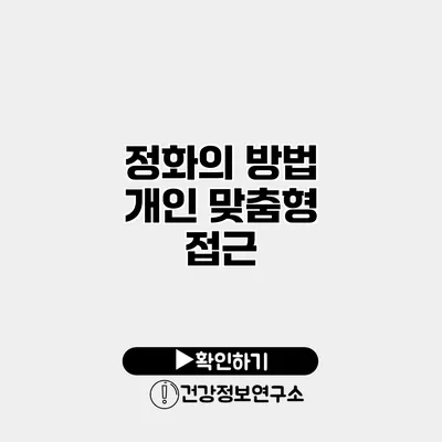 정화의 방법 개인 맞춤형 접근