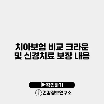 치아보험 비교 크라운 및 신경치료 보장 내용