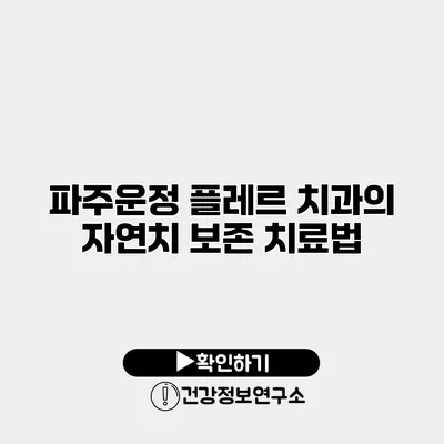 파주운정 플레르 치과의 자연치 보존 치료법