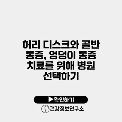 허리 디스크와 골반 통증, 엉덩이 통증 치료를 위해 병원 선택하기