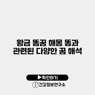 황금 똥꿈 해몽 똥과 관련된 다양한 꿈 해석