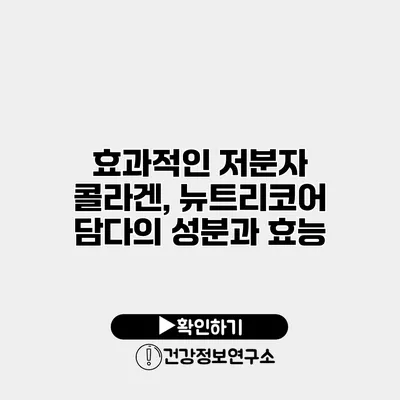효과적인 저분자 콜라겐, 뉴트리코어 담다의 성분과 효능