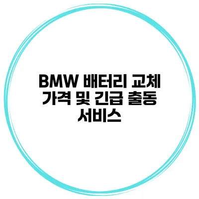 BMW 배터리 교체 가격 및 긴급 출동 서비스
