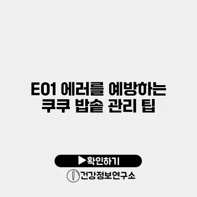 E01 에러를 예방하는 쿠쿠 밥솥 관리 팁