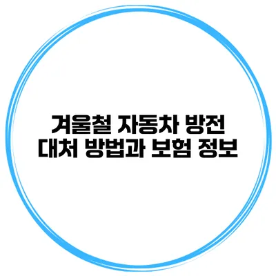 겨울철 자동차 방전 대처 방법과 보험 정보
