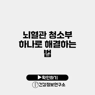 뇌혈관 청소부 하나로 해결하는 법