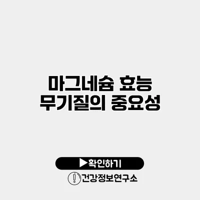 마그네슘 효능 무기질의 중요성