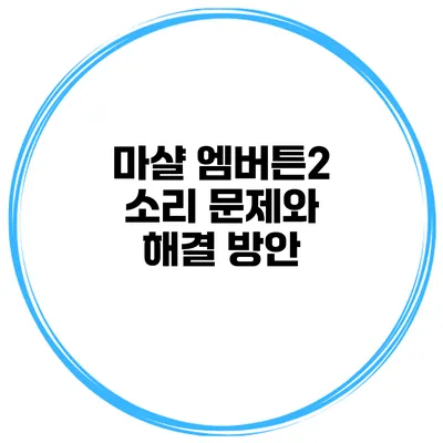 마샬 엠버튼2 소리 문제와 해결 방안