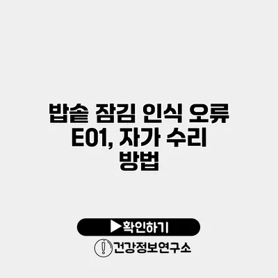 밥솥 잠김 인식 오류 E01, 자가 수리 방법