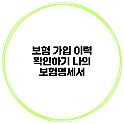 보험 가입 이력 확인하기 나의 보험명세서