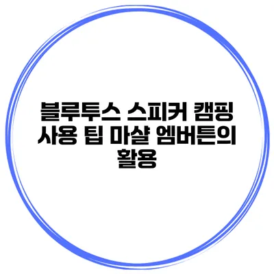 블루투스 스피커 캠핑 사용 팁 마샬 엠버튼의 활용