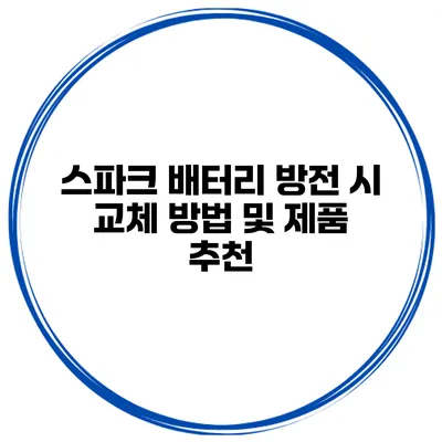 스파크 배터리 방전 시 교체 방법 및 제품 추천