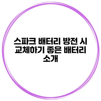 스파크 배터리 방전 시 교체하기 좋은 배터리 소개