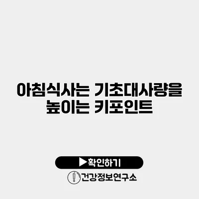 아침식사는 기초대사량을 높이는 키포인트