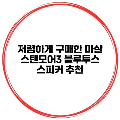 저렴하게 구매한 마샬 스탠모어3 블루투스 스피커 추천
