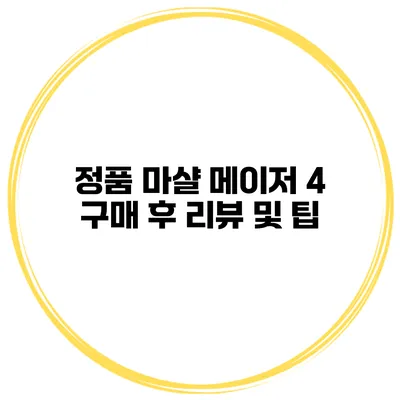정품 마샬 메이저 4 구매 후 리뷰 및 팁