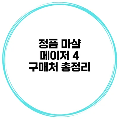 정품 마샬 메이저 4 구매처 총정리