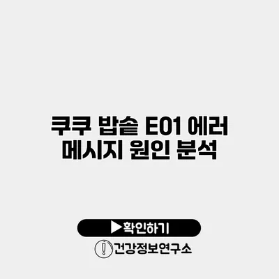 쿠쿠 밥솥 E01 에러 메시지 원인 분석