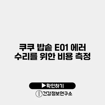 쿠쿠 밥솥 E01 에러 수리를 위한 비용 측정