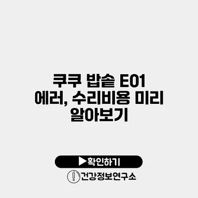 쿠쿠 밥솥 E01 에러, 수리비용 미리 알아보기