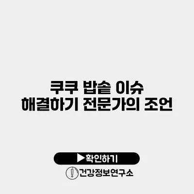 쿠쿠 밥솥 이슈 해결하기 전문가의 조언