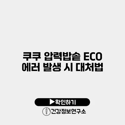 쿠쿠 압력밥솥 ECO 에러 발생 시 대처법