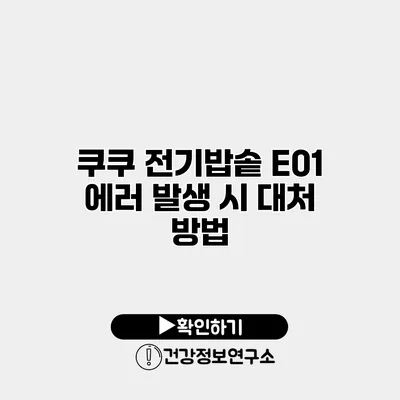 쿠쿠 전기밥솥 E01 에러 발생 시 대처 방법