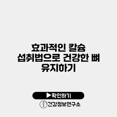 효과적인 칼슘 섭취법으로 건강한 뼈 유지하기